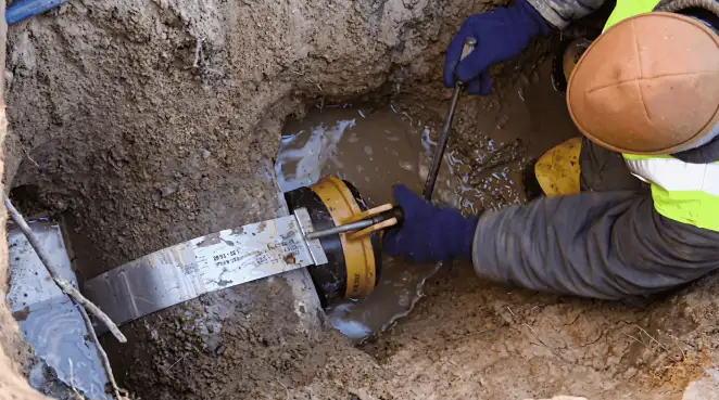 Technician performing underground drainage repair for foundation protection and gutter systems in Mesa, AZ